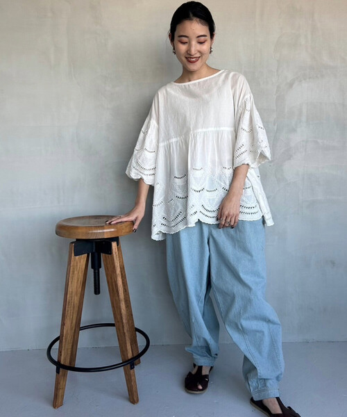 ONIGIRI（オニギリ）の「シフリー　プルオーバーブラウス（シャツ/ブラウス・レディース・ブラウン/オフホワイト/マスタード・FREE）」の4枚目の写真