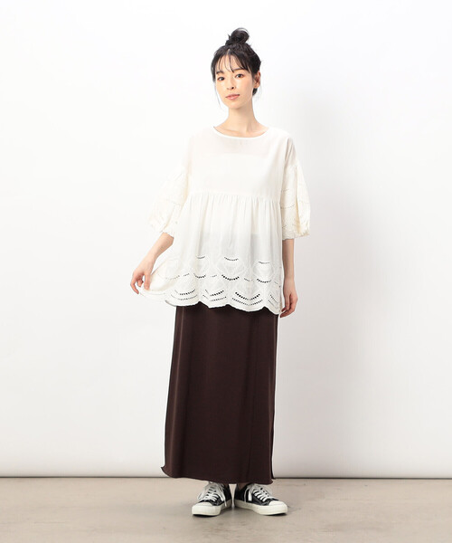 ONIGIRI（オニギリ）の「シフリー　プルオーバーブラウス（シャツ/ブラウス・レディース・ブラウン/オフホワイト/マスタード・FREE）」の5枚目の写真