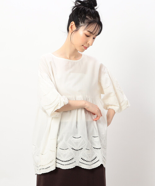 ONIGIRI（オニギリ）の「シフリー　プルオーバーブラウス（シャツ/ブラウス・レディース・ブラウン/オフホワイト/マスタード・FREE）」の8枚目の写真