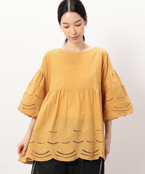 ONIGIRI（オニギリ）の「シフリー　プルオーバーブラウス（シャツ/ブラウス・レディース・ブラウン/オフホワイト/マスタード・FREE）」の12枚目の写真