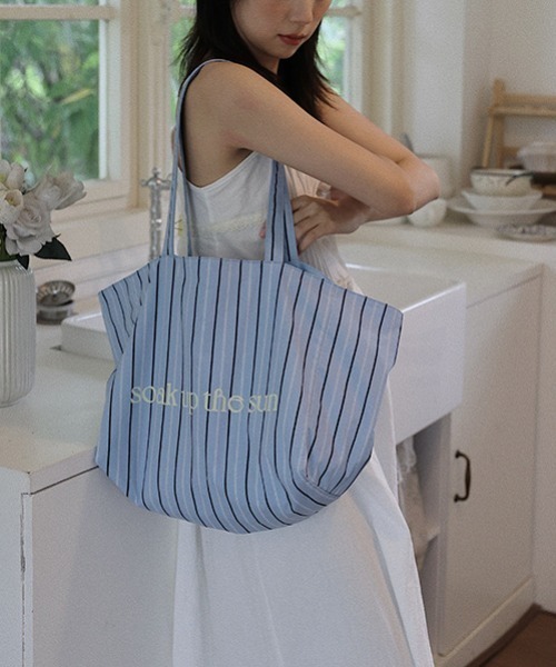 Vipoa(ヴィポア)の「stripe logo color tote(トートバッグ・レディース・ブルー/ピンク・FREE)」の4枚目の写真