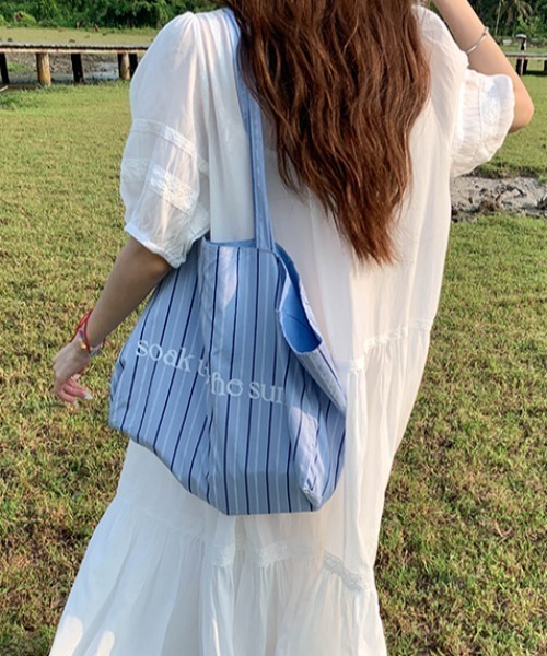 Vipoa(ヴィポア)の「stripe logo color tote(トートバッグ・レディース・ブルー/ピンク・FREE)」の9枚目の写真
