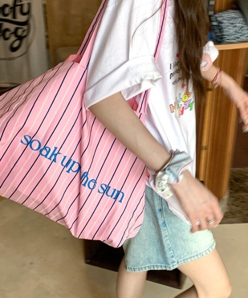 Vipoa(ヴィポア)の「stripe logo color tote(トートバッグ・レディース・ブルー/ピンク・FREE)」の19枚目の写真