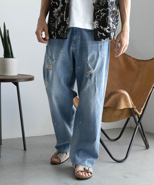 BAYFLOW(ベイフロー)の「クールタッチダメージデニム(デニムパンツ・メンズ・ブラック/ライトブルー・MEDIUM/LARGE)」の15枚目の写真