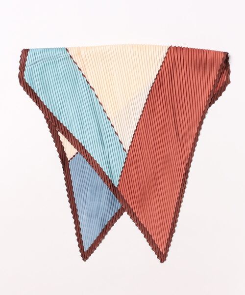 Settimissimo（セッティミッシモ）の「パネル柄 プリーツスカーフ（ストール/ショール・レディース・ベージュ/ブルー・FREE）」の7枚目の写真