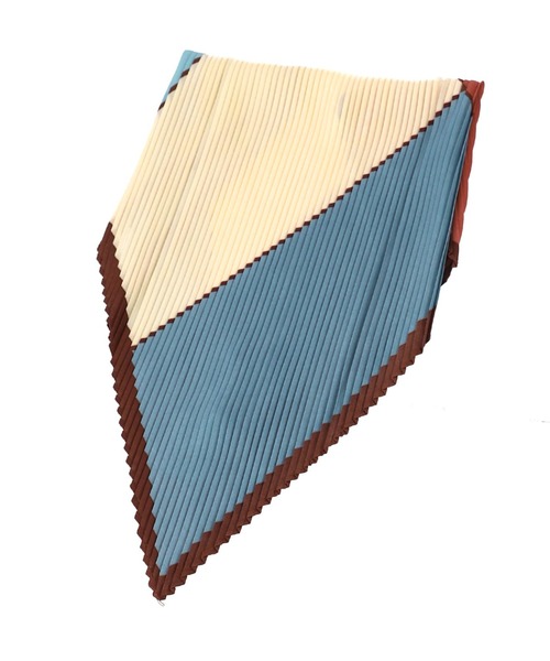 Settimissimo（セッティミッシモ）の「パネル柄 プリーツスカーフ（ストール/ショール・レディース・ベージュ/ブルー・FREE）」の8枚目の写真