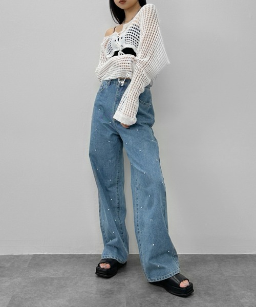 LVEU.（ラブユ.）の「【LVEU.】クロップドメッシュニットカーディガン / トップス カーディガン カーデ 羽織り メッシュ ニット クロップド ショート 長袖 レースアップ 編み上げ ブラック ホワイト カーキ ZOZOTOWN限定（カーディガン/ボレロ・レディース・ホワイト/ブラック/カーキ・FREE）」の10枚目の写真