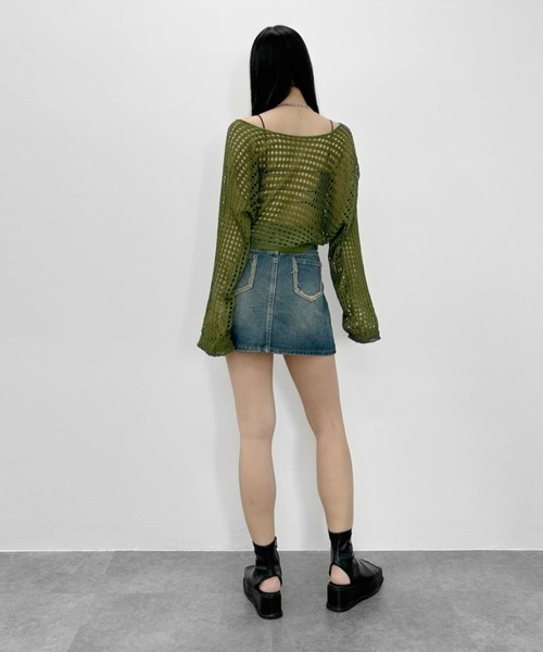 LVEU.（ラブユ.）の「【LVEU.】クロップドメッシュニットカーディガン / トップス カーディガン カーデ 羽織り メッシュ ニット クロップド ショート 長袖 レースアップ 編み上げ ブラック ホワイト カーキ ZOZOTOWN限定（カーディガン/ボレロ・レディース・ホワイト/ブラック/カーキ・FREE）」の16枚目の写真