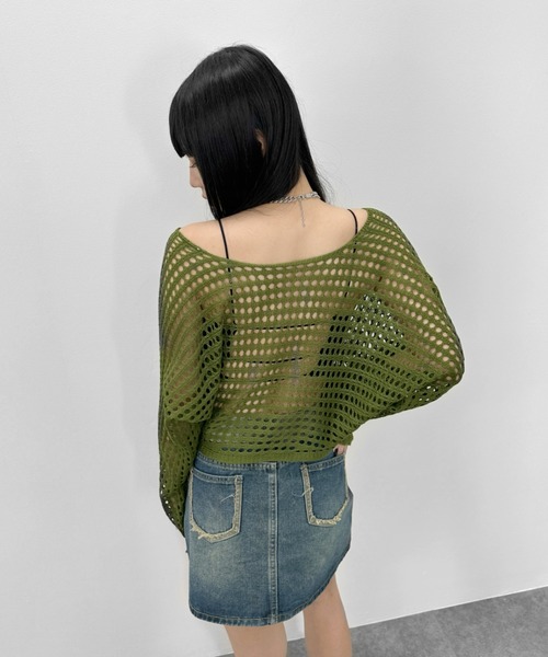 LVEU.（ラブユ.）の「【LVEU.】クロップドメッシュニットカーディガン / トップス カーディガン カーデ 羽織り メッシュ ニット クロップド ショート 長袖 レースアップ 編み上げ ブラック ホワイト カーキ ZOZOTOWN限定（カーディガン/ボレロ・レディース・ホワイト/ブラック/カーキ・FREE）」の12枚目の写真