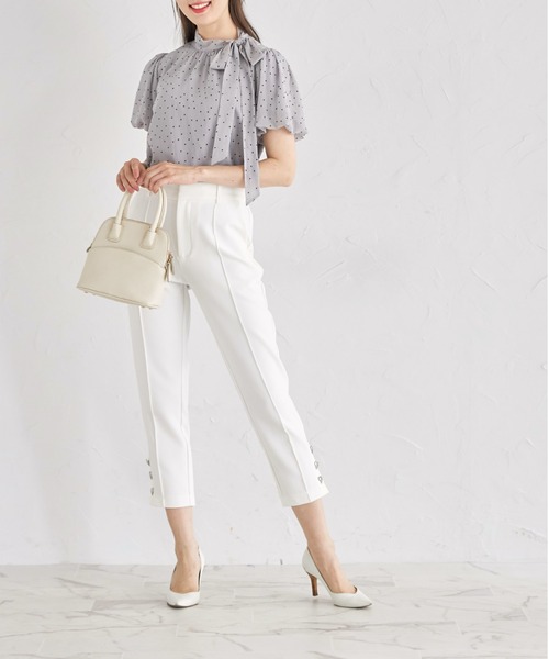 tocco closet(トッコ クローゼット)の「リボンタイ付きシアードットバルーンスリーブブラウス(シャツ/ブラウス・レディース・オフホワイト/ブラック/グレー・M)」の7枚目の写真