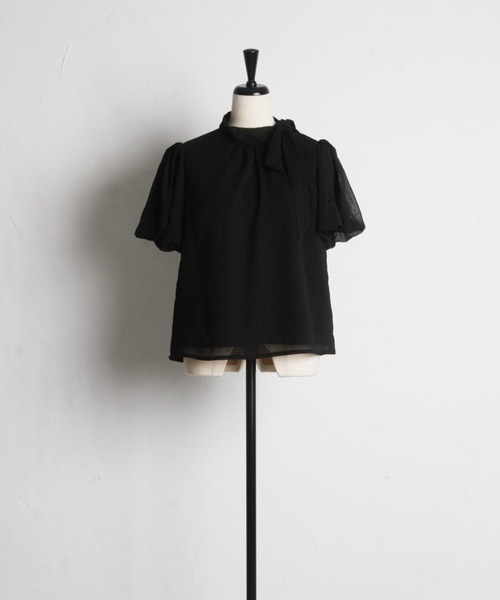 tocco closet(トッコ クローゼット)の「リボンタイ付きシアードットバルーンスリーブブラウス(シャツ/ブラウス・レディース・オフホワイト/ブラック/グレー・M)」の17枚目の写真