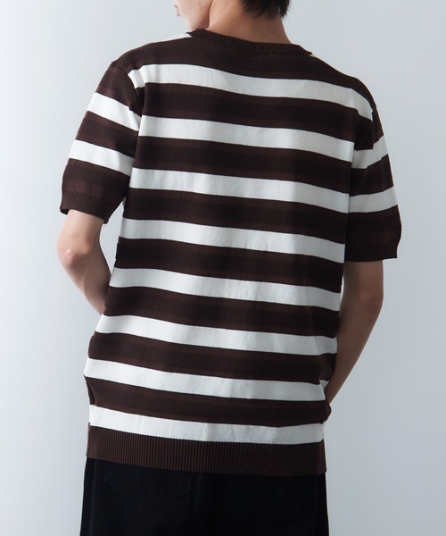 SETUP7（セットアップセブン）の「【SETUP7】ハイゲージボーダーニットTee SCCH372（Tシャツ/カットソー・メンズ・ブラック/ブラウン・FREE）」の7枚目の写真