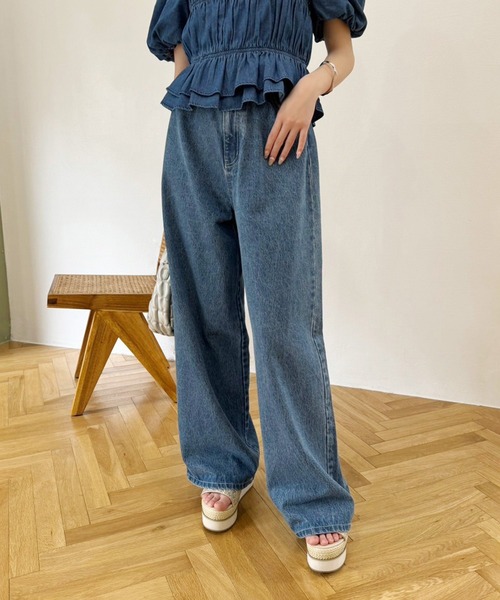 one after another NICE CLAUP（ワンアフターアナザーナイスクラップ）の「アソートデニムワイドパンツ/SMサイズ（デニムパンツ・レディース・ブラック/サックスブルー/ブルー/オフホワイト・MEDIUM/SMALL）」の15枚目の写真