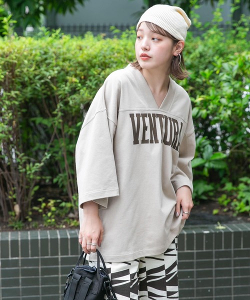 KBF（ケイビーエフ）の「BIGフットボールTEE（Tシャツ/カットソー・レディース・チャコールグレー/ベージュ系その他・ONE）」の14枚目の写真