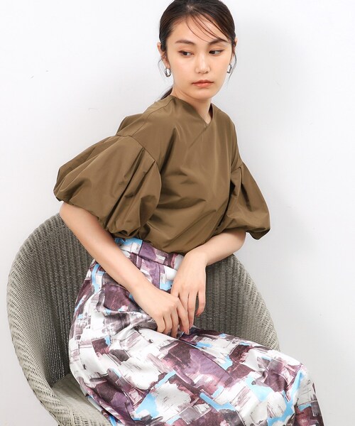 OPAQUE.CLIP（オペークドットクリップ）の「◆バルーンスリーブブラウス【洗濯機洗い可】（シャツ/ブラウス・レディース・ブラウン系その他/ブラック/ホワイト・42/40/38）」の8枚目の写真