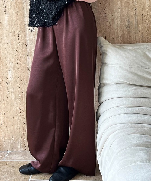 サテン ワイドパンツ（その他パンツ）｜OSYAREVO（オシャレボ