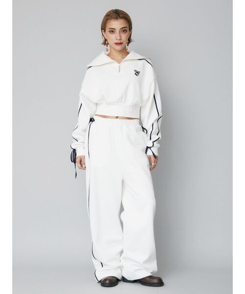 EVRIS（エヴリス）の「サイドリボンワイドスウェットパンツ【セットアップ着用可能】（スウェットパンツ・レディース・ホワイト/ブラック/グレー・FREE）」の8枚目の写真