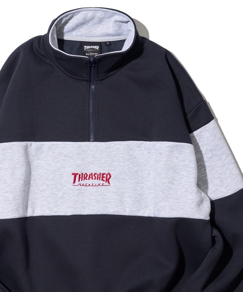 THRASHER(スラッシャー)の「【THRASHER / スラッシャー】裏起毛ワンポイント刺繍スタンドハーフジップ スウェットトレーナー(スウェット・メンズ・ブラック/ホワイト/ライトグレー/グリーン/ネイビー・MEDIUM/LARGE/X-LARGE)」の5枚目の写真