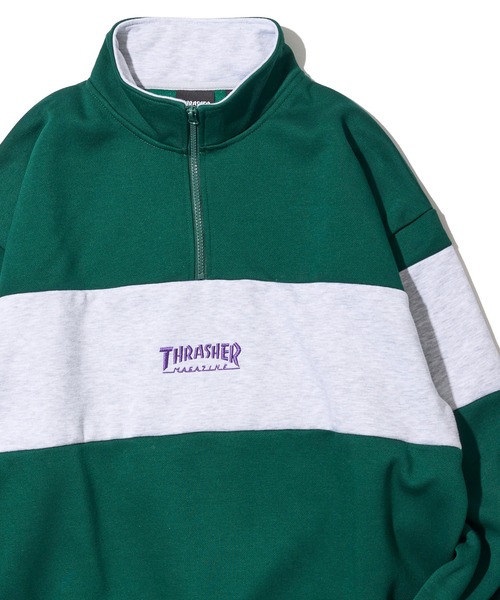THRASHER(スラッシャー)の「【THRASHER / スラッシャー】裏起毛ワンポイント刺繍スタンドハーフジップ スウェットトレーナー(スウェット・メンズ・ブラック/ホワイト/ライトグレー/グリーン/ネイビー・MEDIUM/LARGE/X-LARGE)」の4枚目の写真