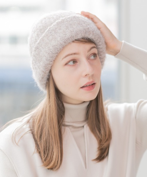 14+(イチヨンプラス)の「モヘアニット帽 / Assorted Mohair Knit Beanie(ニットキャップ/ビーニー・レディース・ブラック/グレー/ブルー/ホワイト/グリーン/ピンク/ベージュ/オレンジ・FREE)」の4枚目の写真