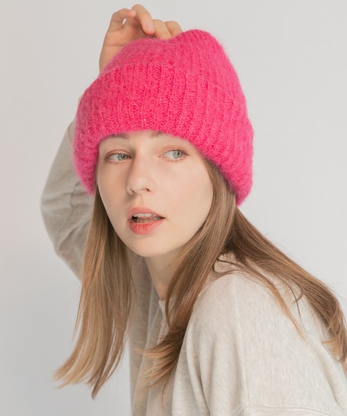 14+(イチヨンプラス)の「モヘアニット帽 / Assorted Mohair Knit Beanie(ニットキャップ/ビーニー・レディース・ブラック/グレー/ブルー/ホワイト/グリーン/ピンク/ベージュ/オレンジ・FREE)」の7枚目の写真