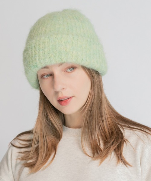 14+(イチヨンプラス)の「モヘアニット帽 / Assorted Mohair Knit Beanie(ニットキャップ/ビーニー・レディース・ブラック/グレー/ブルー/ホワイト/グリーン/ピンク/ベージュ/オレンジ・FREE)」の5枚目の写真