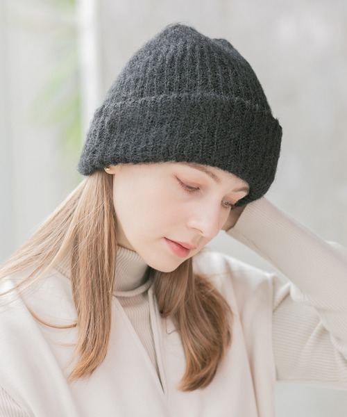 14+(イチヨンプラス)の「モヘアニット帽 / Assorted Mohair Knit Beanie(ニットキャップ/ビーニー・レディース・ブラック/グレー/ブルー/ホワイト/グリーン/ピンク/ベージュ/オレンジ・FREE)」の2枚目の写真