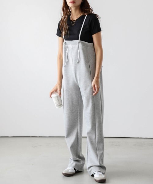 AMELY（エミリー）の「ワイドパンツサロペット（その他パンツ・レディース・グレー/ブラック/グリーン/キナリ・フリー）」の5枚目の写真