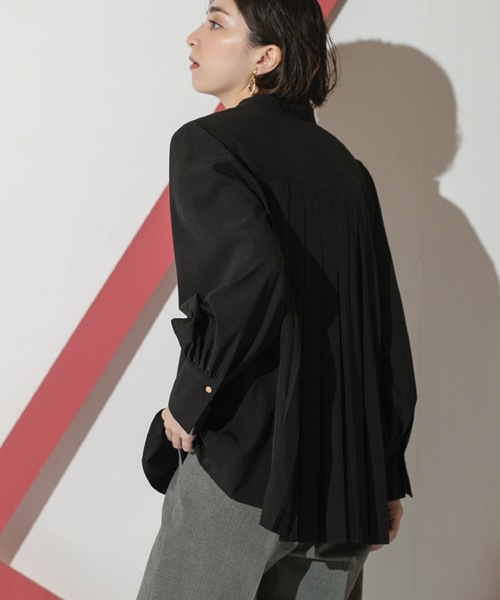セール】バックプリーツ スキッパーブラウス（シャツ/ブラウス