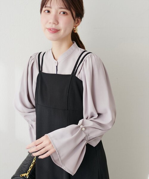 natural couture（ナチュラルクチュール）の「袖口パールキャンディースリーブブラウス（シャツ/ブラウス・レディース・ベージュ/その他1/オフホワイト/グレイッシュベージュ/サックスブルー/ピンク系その他・FREE）」の3枚目の写真