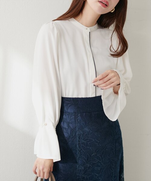 natural couture（ナチュラルクチュール）の「袖口パールキャンディースリーブブラウス（シャツ/ブラウス・レディース・ベージュ/その他1/オフホワイト/グレイッシュベージュ/サックスブルー/ピンク系その他・FREE）」の21枚目の写真