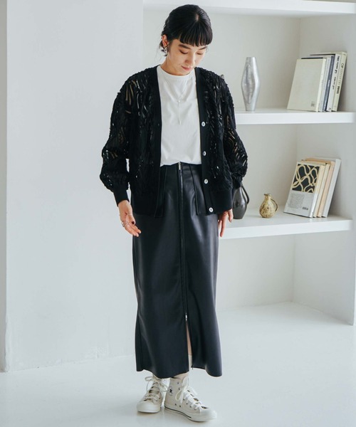 Doux archives（ドゥアルシーヴ）の「テープヤーンカーデ（カーディガン/ボレロ・レディース・ブラック/アイボリー・38）」の11枚目の写真