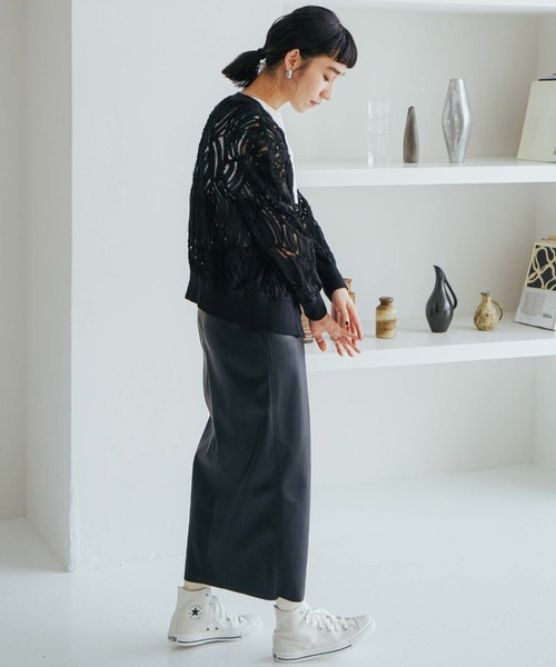 Doux archives（ドゥアルシーヴ）の「テープヤーンカーデ（カーディガン/ボレロ・レディース・ブラック/アイボリー・38）」の9枚目の写真