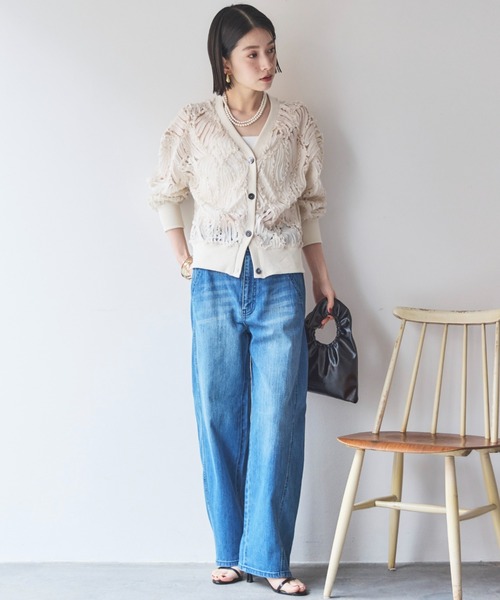 Doux archives（ドゥアルシーヴ）の「テープヤーンカーデ（カーディガン/ボレロ・レディース・ブラック/アイボリー・38）」の15枚目の写真