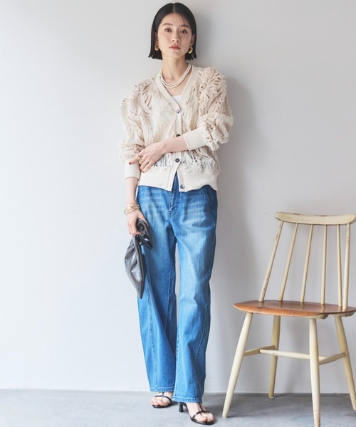 Doux archives（ドゥアルシーヴ）の「テープヤーンカーデ（カーディガン/ボレロ・レディース・ブラック/アイボリー・38）」の17枚目の写真