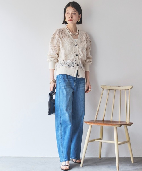 Doux archives（ドゥアルシーヴ）の「テープヤーンカーデ（カーディガン/ボレロ・レディース・ブラック/アイボリー・38）」の19枚目の写真