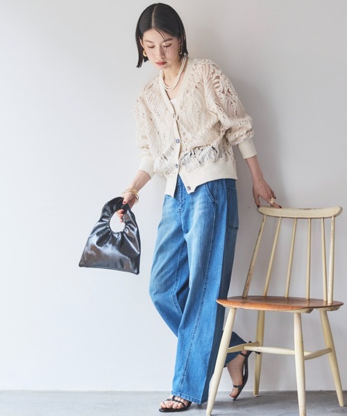 Doux archives（ドゥアルシーヴ）の「テープヤーンカーデ（カーディガン/ボレロ・レディース・ブラック/アイボリー・38）」の20枚目の写真