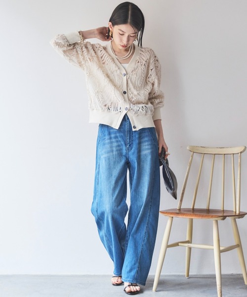 Doux archives（ドゥアルシーヴ）の「テープヤーンカーデ（カーディガン/ボレロ・レディース・ブラック/アイボリー・38）」の21枚目の写真