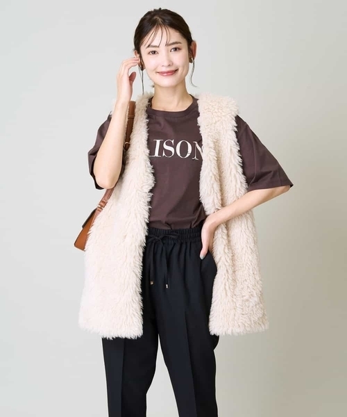 a.v.v（アーヴェヴェ）の「フェイクファーベスト（ダウンベスト・レディース・アイボリー・38/40/36）」の7枚目の写真