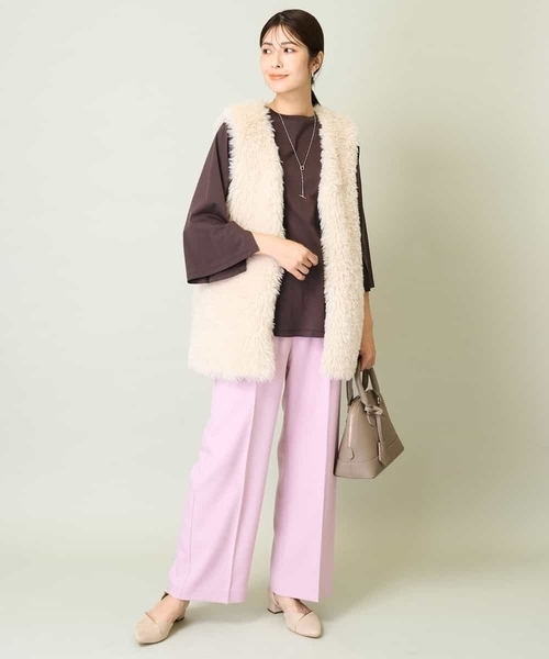 a.v.v（アーヴェヴェ）の「フェイクファーベスト（ダウンベスト・レディース・アイボリー・38/40/36）」の15枚目の写真