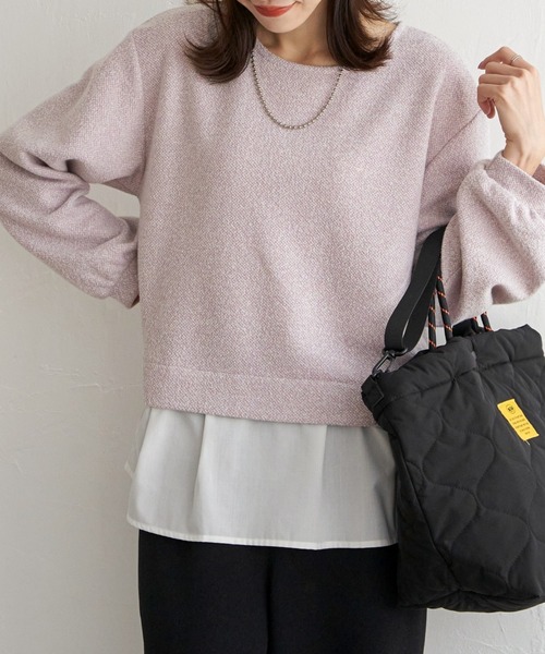 ikka（イッカ）の「カットツイード裾レイヤードプルオーバー（Tシャツ/カットソー・レディース・ライトグレー/ダークラベンダー/ブラック・L/M/S）」の3枚目の写真