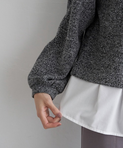 ikka（イッカ）の「カットツイード裾レイヤードプルオーバー（Tシャツ/カットソー・レディース・ライトグレー/ダークラベンダー/ブラック・L/M/S）」の17枚目の写真