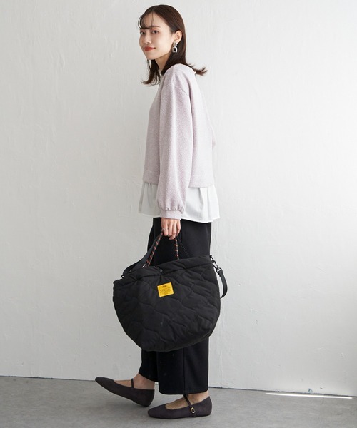 ikka（イッカ）の「カットツイード裾レイヤードプルオーバー（Tシャツ/カットソー・レディース・ライトグレー/ダークラベンダー/ブラック・L/M/S）」の9枚目の写真