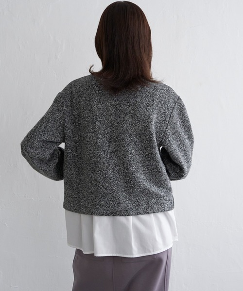 ikka（イッカ）の「カットツイード裾レイヤードプルオーバー（Tシャツ/カットソー・レディース・ライトグレー/ダークラベンダー/ブラック・L/M/S）」の15枚目の写真