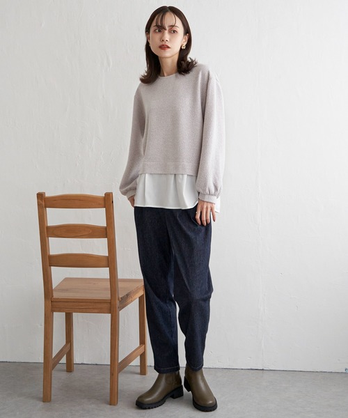 ikka（イッカ）の「カットツイード裾レイヤードプルオーバー（Tシャツ/カットソー・レディース・ライトグレー/ダークラベンダー/ブラック・L/M/S）」の11枚目の写真