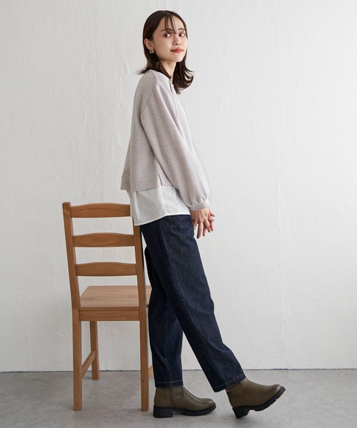 ikka（イッカ）の「カットツイード裾レイヤードプルオーバー（Tシャツ/カットソー・レディース・ライトグレー/ダークラベンダー/ブラック・L/M/S）」の12枚目の写真