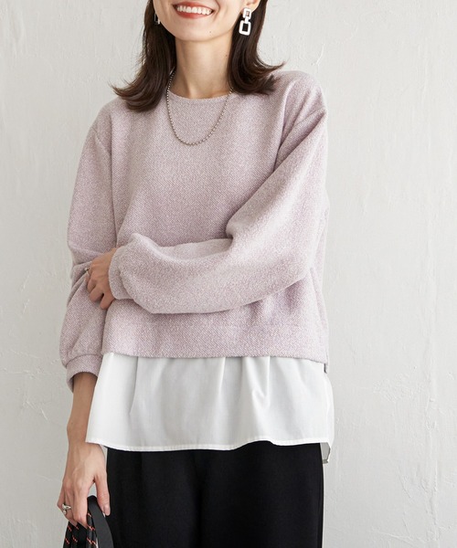 ikka（イッカ）の「カットツイード裾レイヤードプルオーバー（Tシャツ/カットソー・レディース・ライトグレー/ダークラベンダー/ブラック・L/M/S）」の22枚目の写真