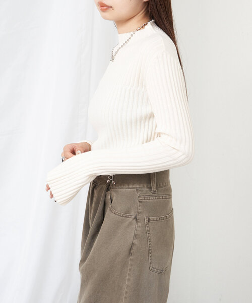 RAY CASSIN(レイカズン)の「【WEB限定】ジャガードリブニット(ニット/セーター・レディース・グレー/グリーン/ブラック/アイボリー・FREE)」の8枚目の写真