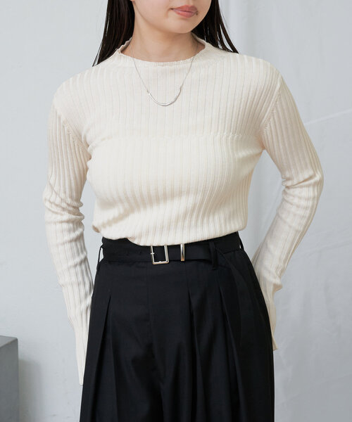 RAY CASSIN(レイカズン)の「【WEB限定】ジャガードリブニット(ニット/セーター・レディース・グレー/グリーン/ブラック/アイボリー・FREE)」の9枚目の写真