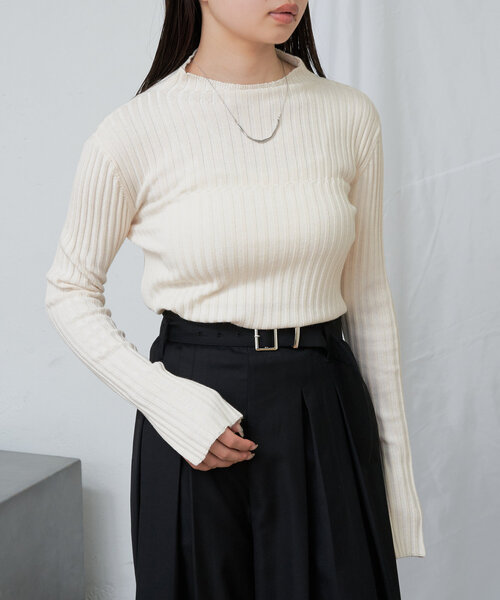 RAY CASSIN(レイカズン)の「【WEB限定】ジャガードリブニット(ニット/セーター・レディース・グレー/グリーン/ブラック/アイボリー・FREE)」の13枚目の写真